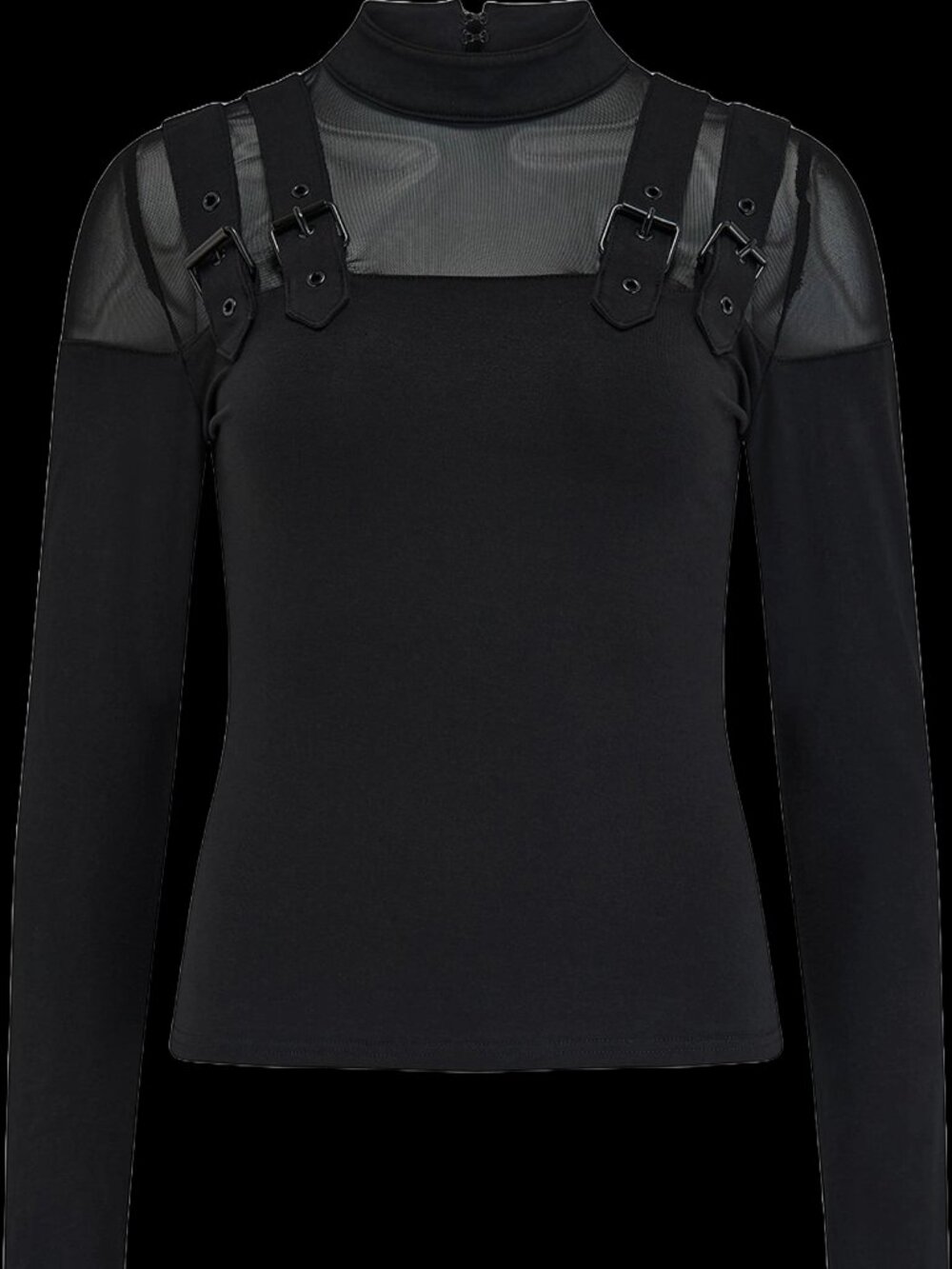 Killstar Black Buckle Detail Long Sleeve Gothic Top 4XL NWOT